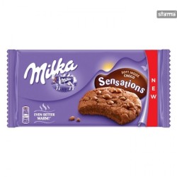 Печенье, Milka (Милка) 156 г Сенсейшнс с какао с начинкой и кусочками молочного шоколада