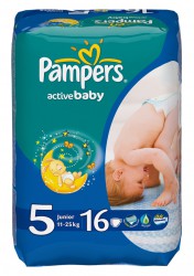 Подгузники, Pampers (Памперс) 11-18 кг р. 5 №58 актив беби джуниор