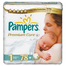 Подгузники, Pampers (Памперс) 2-5 кг р. 1 №78 премиум ньюборн